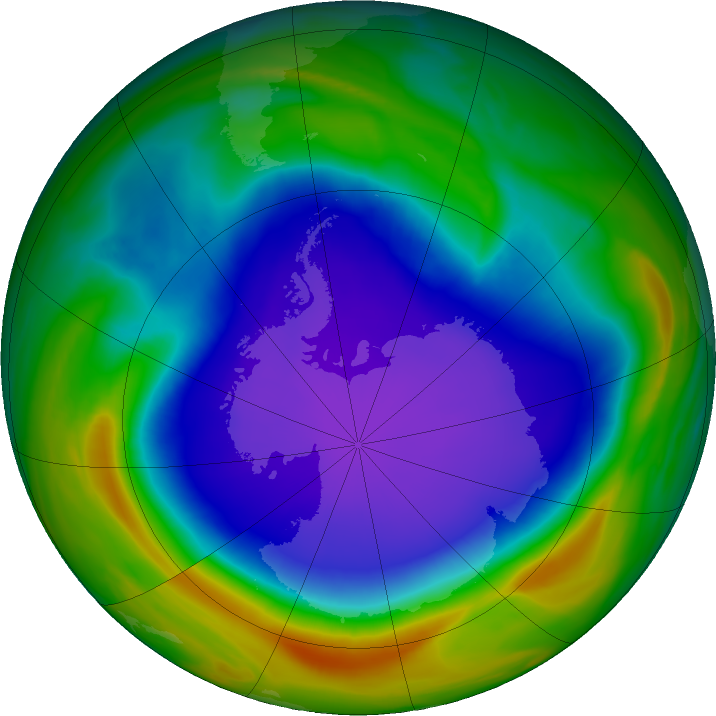 Antarctic ozone map for 16 October 2021